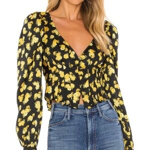 For Love & Lemons Elisa Marigold Pleated Blouse